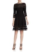 Tadashi Shoji Three-Quarter Sleeve Pintuck Dress - Lyst
