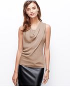 Ann Taylor Petite Woven Front Cowl Neck Top - Lyst
