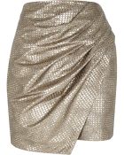 River Island Gold Metallic Wrapped Drape Mini Skirt - Lyst