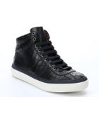 Jimmy Choo Navy Croc-Embossed 'Belgravi' High Top Sneakers - Lyst