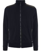 Michael Kors Leather Trim Zipped Sweater - Lyst