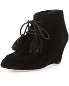 Rebecca Minkoff Mia Suede Tassel Wedge Bootie - Lyst