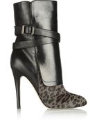 Jimmy Choo Leopard-Print Calf Hair And Nappa Leather Ankle Boots - Lyst