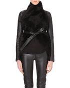 Gareth Pugh Draped Leather and Shearling Jacket - Lyst