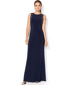 Lauren by Ralph Lauren Sleeveless Lace-back Gown - Lyst