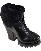 Prada Stivale Tronchetto Nappa E Montone Nero Donna - Lyst