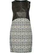 Proenza Schouler Leather And Cotton-Blend Tweed Mini Dress - Lyst