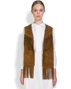 Saint Laurent Fringe-Trimmed Suede Vest - Lyst