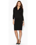 Lauren by Ralph Lauren Wool Shawl-Collar Dress - Lyst