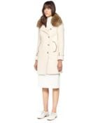 SOIA & KYO Ren Classic Ivory Fitted Winter Wool Coat With Fur Collar - Lyst