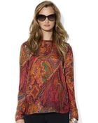 Lauren by Ralph Lauren Ocelotprint Silk Boatneck Blouse - Lyst