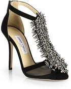 Jimmy Choo Fortune Suede Beaded T-Strap Sandals - Lyst