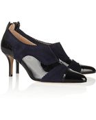 Oscar de la Renta Lulu Suede And Patent-Leather Ankle Boots - Lyst