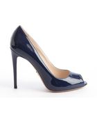 Prada Royal Blue Patent Leather Peep Toe Pumps - Lyst