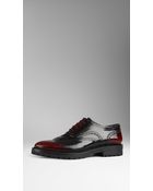 Burberry Leather Wingtip Brogues With Rubber Sole - Lyst