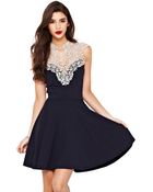 Ax Paris Ax Paris Crochet Neck Skater Dress - Lyst