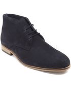 Menlook Label Navy Leather Desert Boots - Lyst