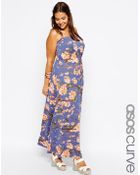 Asos Curve Exclusive Bandeau Maxi Dress In Floral Blossom Print - Lyst