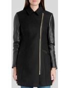 Ted Baker Coat - Alycia Leather Sleeve - Lyst