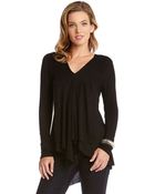 Karen Kane Asymmetrical Drape Hem Top - Lyst