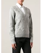 Michael Kors Embroidered V-Neck Sweater - Lyst