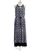 Calvin Klein Patterned Keyhole Maxi Dress - Lyst