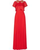 Notte By Marchesa Embellished Chiffon And Silk Gown - Lyst