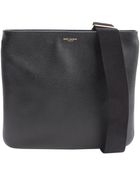 Saint Laurent Black Pebbled Leather Crossbody Bag - Lyst