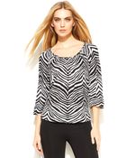 Michael Kors Michael Petite Zebra-Print Peasant Top - Lyst