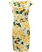 Oscar de la Renta Split Scoop Neck Dress with Belt - Lyst