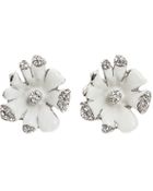 Oscar de la Renta Orchid Enamel Clip Earrings - Lyst