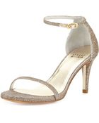 Stuart Weitzman Naked Glitter Mid-heel Sandal - Lyst
