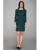 Adrianna Papell Long Sleeve Lace Dress - Lyst