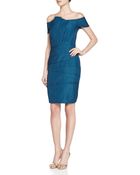 Halston Heritage Off-Shoulder Jacquard Cocktail Dress - Lyst
