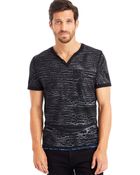 Kenneth Cole New York Henley Painted Tshirt - Lyst