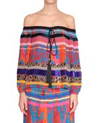 Roberto Cavalli Silk Pleated Blouse - Lyst