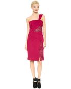 J. Mendel One Shoulder Draped Dress - Ruby - Lyst