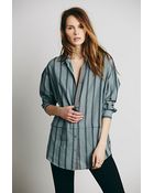 Free People Womens Stripe Oversize Boyfriend Shirt - Lyst