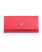 Prada Saffiano Leather Continental Wallet - Lyst