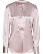Brunello Cucinelli Long Sleeve Silk Blouse - Lyst