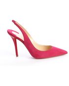 Christian Louboutin Cyclamen Pink Suede 'Apostrophy' 100 Slingback Pumps - Lyst