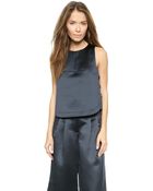 Tibi Side Lace Top - Navy - Lyst