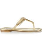 Oscar de la Renta Joan Embellished Metallic Leather Sandals - Lyst