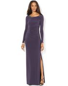 Lauren by Ralph Lauren Long-Sleeve Beaded Gown - Lyst