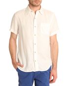 Timberland Off White Short Sleeved Linen Shirt - Lyst