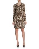 Diane von Furstenberg Taya Leopard Drawstring Silk Shirtdress - Lyst