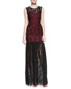 Milly Annika Sleeveless Lace Overlay Gown - Lyst