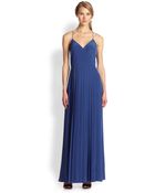 Tibi Silk Pleated Maxi Dress - Lyst