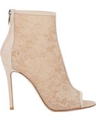 Gianvito Rossi Lace Suede Ankle Booties - Lyst