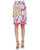 Etro Paisley Faux-wrap Pencil Skirt - Lyst
